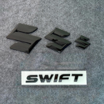 4pcs 5pcs Suzuki Swift plastic front rear car 3D steering wheel sticker modified letter decoration Black-4pcs