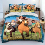 Spirit Riding Free Hobused Voodipesu Komplekt Tr&uuml;kitud Voodikomplekt Padjap&uuml;&uuml;riga Voodikattekate Pehme &Uuml;he- Kahekohaline Queen Super King Suurus EU Single(135*200cm)3pcs