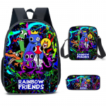 3 tk/komplekt Rainbow Friends Lapsed Laps Koolikott Seljakott Rucksack &Otilde;lakott Crossbody Kott Pennikarp mitmev&auml;rviline