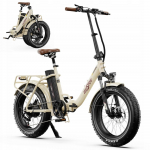 Kokkupandav elektrijalgratas ONESPORT OT16 Max, 500W mootor, 48V 18Ah aku, tippkiirus 25 km/h, s&otilde;iduulatus 120 km, 20*4.0 tollised rehvid valge