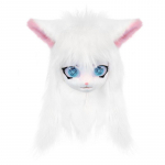 Karvane Loomapea Kassid Fursuit L&otilde;igatud Mask Pl&uuml;&uuml;sist Kassimask Armas Kasside Peakate Halloweeni Maskeraadide Cosplay Rekvisiidid valge