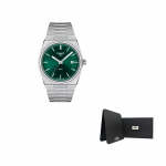 TISSOT PRX Kvartsmehhanismiga Meeste K&auml;ekell Kell Roheline Ketas Roostevabast Terasest K&auml;epael T137.410.11.091.00- Green Gift Box Set