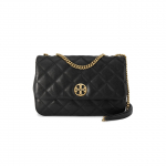 Tory Burch TB-Willa Ruuduline Tepitud Klapp Kett Nahast &Otilde;la Crossbody Kott Suur Naiste kotid Must 148244-001 Basic Set (Bag+Dust Bag)