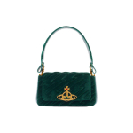 Vivienne Westwood Hazel Saturni logoga tepitud puuvillane sametist kott-&otilde;lakott Naiste kotid Roheline 4202008DUW00NDM401 Basic Set (Bag+Dust Bag)