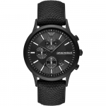 Emporio Armani Renato Must Tekstiil &uuml;le Silikooni Meeste Kvarts Kronograaf AR11457 must