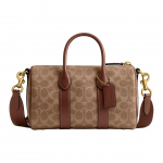 Coach Compass 25 T&otilde;mblukuga Monogrammiga S&uuml;nteetilisest Nahast Koguja Kesk suurusega Unisex kott Pruun Kollane CCF49-XJ3 Basic Set (Bag+Dust Bag)