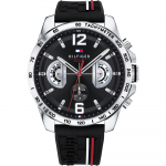 Tommy Hilfiger Decker Must sihver Must silikoonkummist Meeste kvartskell 1791473 must