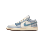 Jordan Air Jordan 1 Low SE Endless Summer Cushioning, Wear Resistant Low top Basketball Shoes GS White Blue FZ5046-041(Team196-) 36 gray