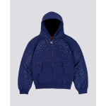 VibeStreet Chic Unisex T&auml;hesinine Kivist Kapuutsiga Dressipluus Naistele Kaasaegne Polsterdatud &Otilde;laga Lukuga Pikkade Varrukatega Jakk T&auml;navastiililine Vabaaja Naiste Dressipluus S sinine