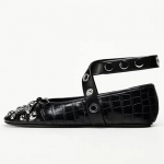 Moodne needide ja lipsuga kaunistatud baleriinad Naistele Punk stiilis Pehme nahast rihmaga Mary Jane kingad Naistele Mugavad Tantsu vabaajajalatsid 35