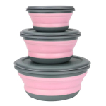 Telkimisn&otilde;u, Kokkupandav silikoonist kokkupandav kauss, L&otilde;unakarp, Kaas, Laiendatav toiduhoiukarp, Bento karp, 3 tk/komplekt pink