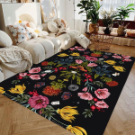Veekindel libisemisvastane r&otilde;du lillevaip pehme vaip must valge moodne kunst dekoratiivvaibad elutuppa 80*120cm