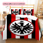 Eintracht Frankfurt Muster Voodipesu Tekikott Komplekt Kodu Kaunistus Kingitus (1 * tekikott + 2 * padjap&uuml;&uuml;ri ilma s&uuml;damikuta) 135x200cm black