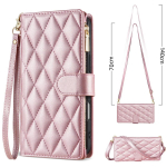 Nahast Crossbody Kogu Samsung Galaxy S26 S25 Edge S24 S23 Ultra S22 S21 FE Plus A17 A16 A36 A53 jaoks T&otilde;mblukuga Kaarditasku Rahakott Kate Galaxy S25 FE roosa