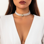 Mitmekihiline Vintage Imitatsioonp&auml;rlist L&uuml;hike Chokeri Kaelakee Naistele Trendikas Elegantne Gooti Kivist Rinnakuluu Kett Pulmade Aksessuaarid