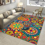 Boheemlaslik Mandala V&auml;lis-Siseala Vaip V&auml;rviline Muster Vaip Ilmastikukindel Libisemisvastane Terrassi, Teki, Elutoa, Magamistoa Kodukaunistus 80X120CM blue