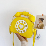 Yogodlns naiste loominguline &otilde;lakott Telefoni kujuga p&otilde;ikkott Retro PU-nahast disainer Sweet Girl telefoni rahakotid ja v&auml;ike k&auml;ekott 21x9x16cm kollane