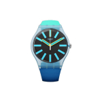 Swatch Meeste K&auml;ekellad Kvartsliikumine Veekindel Sinine Kell 41mm Sinine Ketas Plastikust Korpus Silikoonrihm Meeste kellad SUOS105 Blue