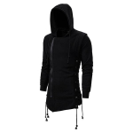Meeste must kampsun gooti stiilis Assassin's Creed kampsun tumemust kapuutsiga jakk M