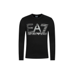 Emporio Armani EA7 FW22 T&auml;hekujulise logotr&uuml;kiga &Uuml;mmarguse kaelusega Pikkade varrukatega Dressipluus Meeste dressipluus Must 3LPM44-PJFGZ-1200 M gray