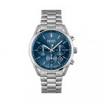 Hugo Boss 1513818 meeste k&auml;ekell H&otilde;bedane rihm Sinine sihverplaat 44 mm + karp