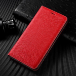 Ehtne nahast telefonikott Samsung Galaxy S26 S25 S24 S23 S22 S21 S20 Ultra FE Edge Plus jaoks, klapp, kaardipesa, magnetiline rahakotikate For Galaxy S20 punane