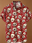 Punane/Pruunikaspunane Meeste gooti Hawaii s&auml;rk valge kolju n&ouml;&ouml;pkrae ja - Hingav l&uuml;hikeste varrukatega rannas&auml;rk sobib Halloweeni, pidude, XXXXL mitmev&auml;rviline