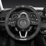 38CM s&uuml;sinikkiust nahast rooliratta kate Mazda Axela Atenza 3 2 6 CX3 CX5 CX30 CX8 CX9 MX5 RX7 RX8 SKYACTIV jaoks must