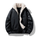 Karusnahast ja Karusnahast &Uuml;hesosaline L&uuml;hike, Paks ja Soe, Puuvillase Kraega Jakk XL black
