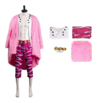 Anime One Piece Donquixote Doflamingo Cosplay Kost&uuml;&uuml;m Meeste Jakk P&uuml;ksid &Uuml;likond Halloweeni Kost&uuml;&uuml;m XXL pink
