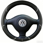 Kunstnahast autojuhtimiskangi kattekomplekt Volkswagen VW Golf 4 Passat B5 1996-2003 Seat Leon 1999-2004 Polo 1999-2002 jaoks White round