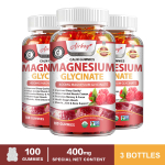 Airboy magneesiumgl&uuml;tsinaadi kummikommid 600 mg - D3-, B6-vitamiini, kaltsiumi ja kaaliumiga, 100 tk, lihaste ja luude tugi 100*3
