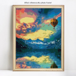 Teemantmaali maastik Kuuma&otilde;hupall Teemanttikandid Mosaiikpilt 20X30CM