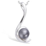 Les Tr&eacute;sors De Lily [H5538] - Pendentif Argent 'Perla' gris argent&eacute; (rhodi&eacute;) - 30x10 mm- 6 mm hall