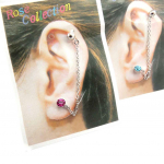 Les Tr&eacute;sors De Lily [J8153] - Paire de boucles doubles 'Cristal' rose turquoise mitmev&auml;rviline