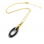 Les Tr&eacute;sors De Lily [M1780] - Collier Plaqu&eacute;-Or 'Chor&eacute;graphie' noir dor&eacute; (c&eacute;ramique) - 35x12 mm must