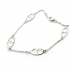 Les Tr&eacute;sors De Lily [M7294] - Bracelet Argent 'Maille Marine' argent&eacute; (rhodi&eacute;) - 13x6 mm h&otilde;be