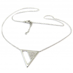 Les Tr&eacute;sors De Lily [P6894] - Collier argent 'Sissi' blanc argent&eacute; rhodi&eacute; (triangle) - 20x20 mm valge