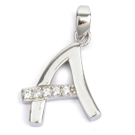 Les Tr&eacute;sors De Lily [Q9415] - h&otilde;bedane ripats  Letter A  h&otilde;bevalge (roodiumiga kaetud) - 21x10 mm valge