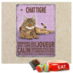 Les Tr&eacute;sors De Lily [Q6504] - Retro metallist tahvel 'Cats' lillakaspruun (Tabby Cat) - 40x30 cm lilla