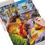 T&auml;isruudukujuline &uuml;mmargune teemantmaaling lastele kivist pilt teemanttikandid koer mosaiik 5d multikas j&otilde;ulukink Full Round (20X30CM)