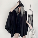 Gooti mantel tumemust Halloweeni preestri kuub Vampiirimantel Lolita kapuutsiga tuulepluus jope naistele One Size must