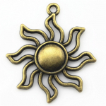 Antiikne pronksv&auml;rvi 3-osaline br&auml;nd: WYISYWG Sun Charms ehete valmistamine 35x31mm