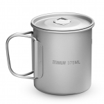 375 ml &uuml;likerge Titanium Cup Outdoor Portable Camping Picnic Water Teetass Kohvkruus kaane ja 375ML