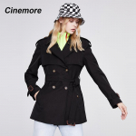 CINEMORE UUS Trench mantel naiste s&uuml;gis 2021 &uuml;hev&auml;rviline Casual Turn-down krae Double Breasted Trench Naiste &uuml;ler&otilde;ivad 92278 S must