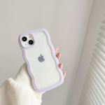 Moodne armas l&auml;bipaistev Curly Wave &uuml;mbris iPhone'ile 16 15 14 13 12 11 Pro Max X XR XS h&uuml;briid, p&otilde;rutuskindel kaitseraua kate Capa Aesthetic iPhone 12 lilla