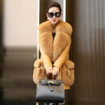 Uus naiste keskpikk puuvillase sametise suure kraega nahast tuulejope 4XL kollane