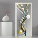 3D uksekleebis Roheline palmitaimede tapeet Isekleepuv sissep&auml;&auml;s Kodu Magamistoa Dekoratiivsed vin&uuml;&uuml;lid Abstraktsed jooned Lavastuse plakat 90x200cm(Cut 2 pcs)