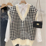 V-kaelusega silmkoeline vest pullover naiste hagijahambuline korea avar varrukateta vest kampsun vest jakk v&auml;limine kulumine pullover One Size must