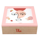 Les Tr&eacute;sors De Lily [R6808] &ndash; puidust teekarp 'Arty' roosa valge (n&auml;gu) - 20x20x7 cm Heleroosa